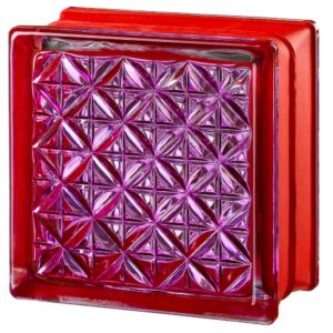 Quality Glass Block 6x6x3 Romantic Ruby Aktis Glass Block