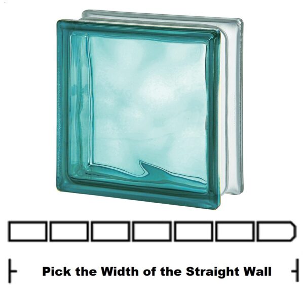 Turquoise Wave Straight Glass Block Wall Kits