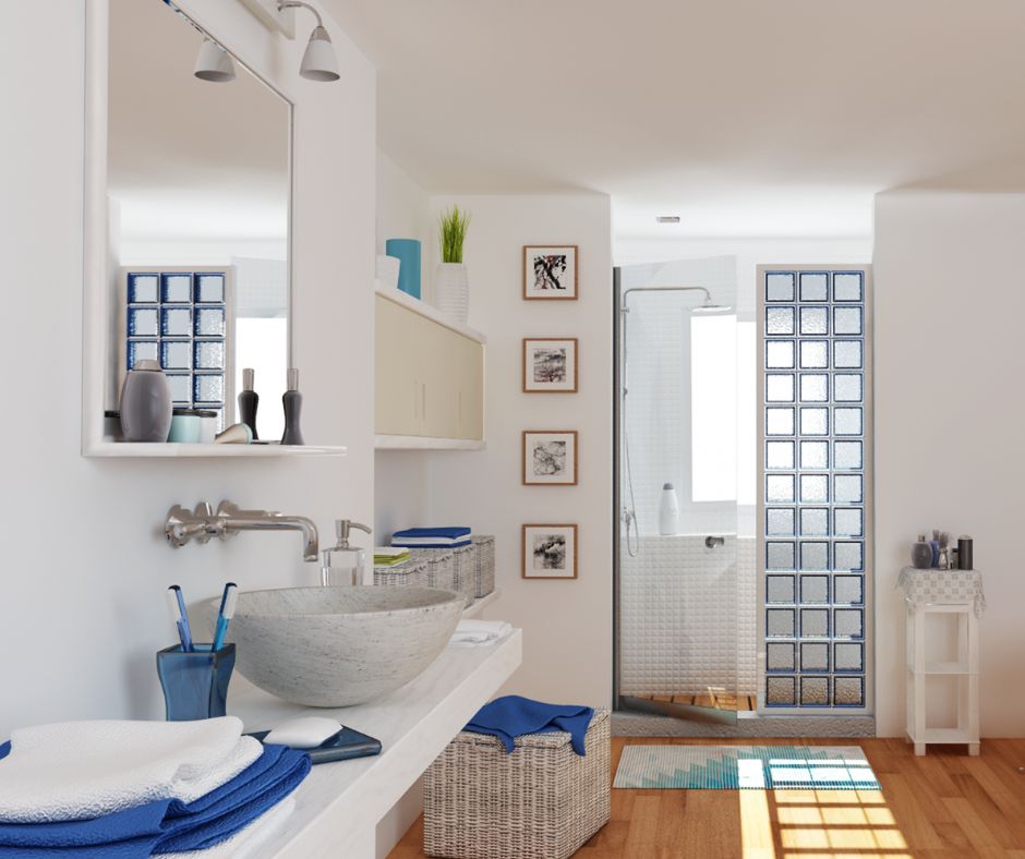 glass block shower